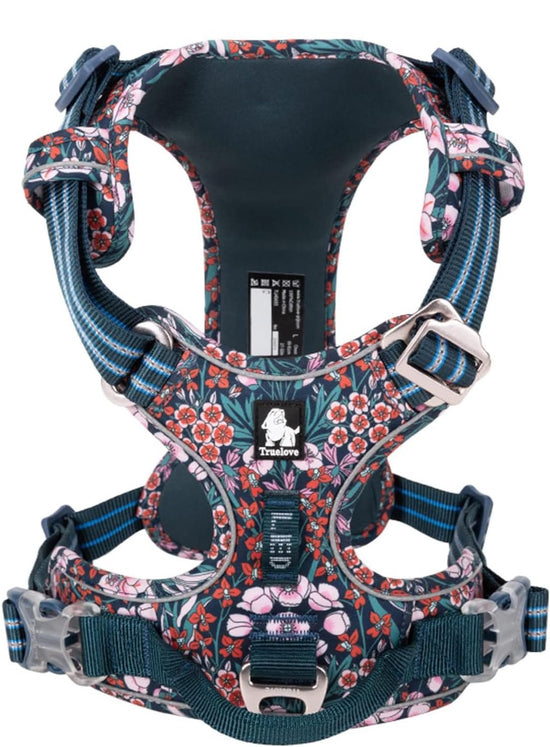 Parhaat koiran valjaat - Koiran valjaat TRUELOVE Navy Blaze No-pull Premium tyylikäs kukkakuvio