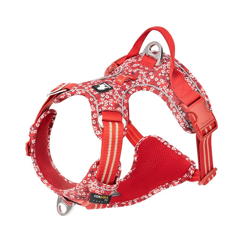 Parhaat koiran valjaat - Koiran valjaat TRUELOVE TLH5656 Poppy red No-pull Premium tyylikäs kukkakuvio