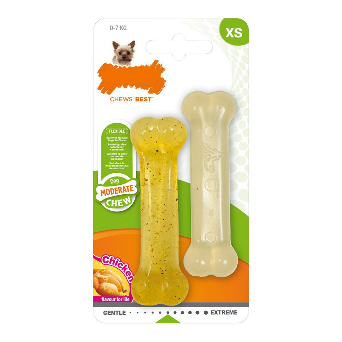 Dog chewing toy Nylabone Moderate Chew Twin Thermoplastic Chicken XS (2 pcs) - Hilman kauppa