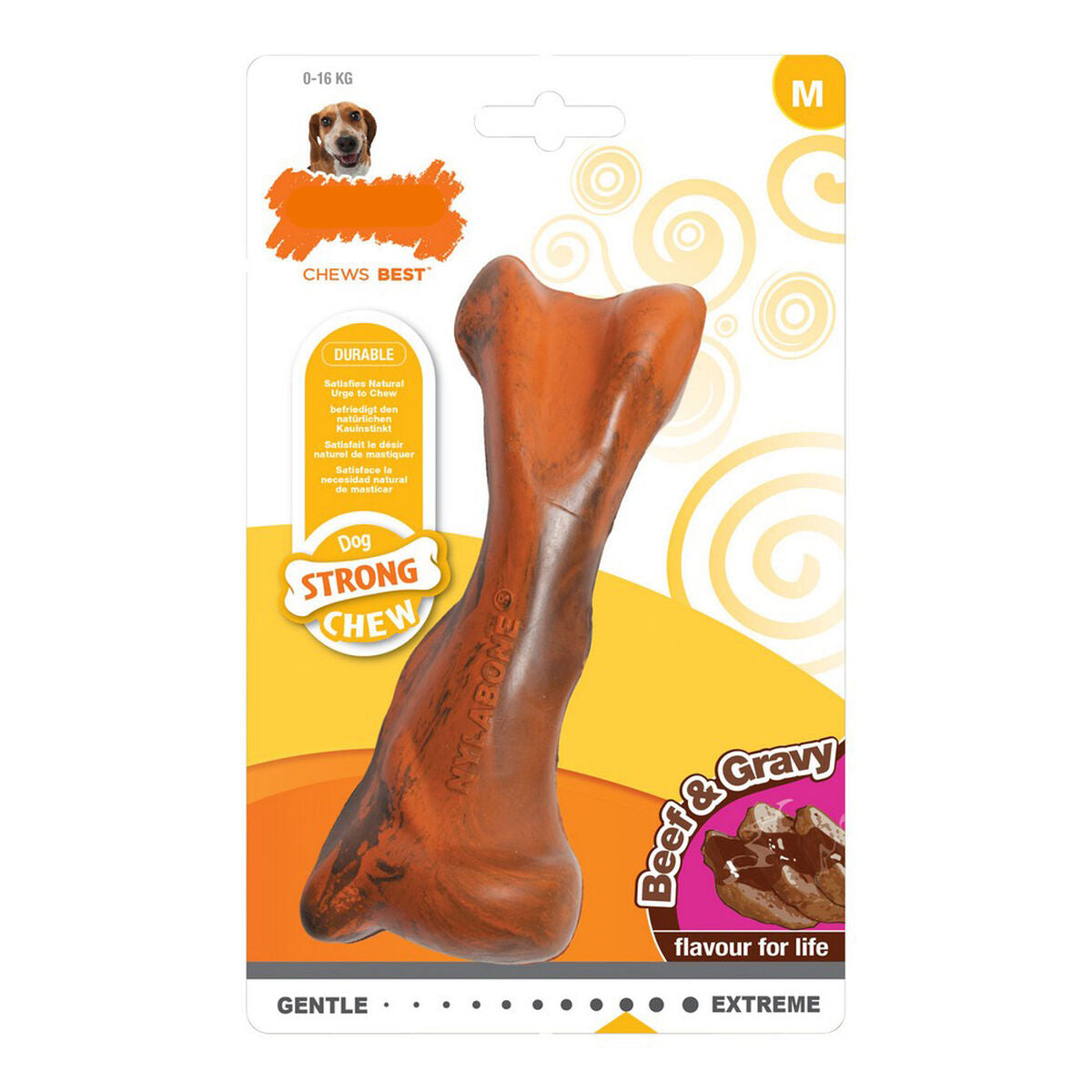 Dog chewing toy Nylabone Strong Chew Sauce Meat Rubber Size M - Hilman kauppa