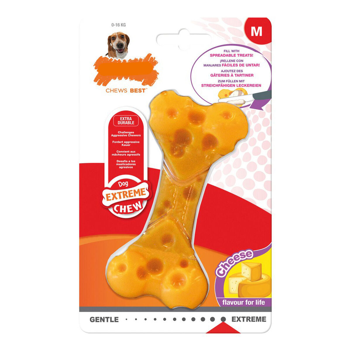 Dog chewing toy Nylabone Dura Chew Cheese Size M Nylon - Hilman kauppa