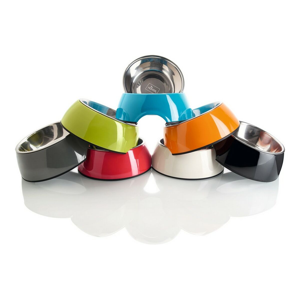 Dog Feeder Hunter Melamin Stainless steel White 160 ml (14,5 x 14,5 x 7 cm) - Hilman kauppa