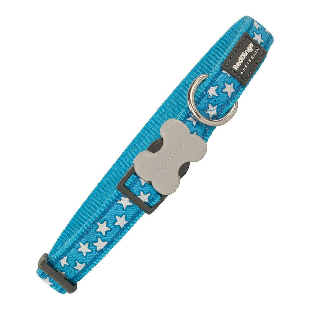 Dog collar Red Dingo Style Turquoise Stars (2,5 x 41-63 cm) - Hilman kauppa