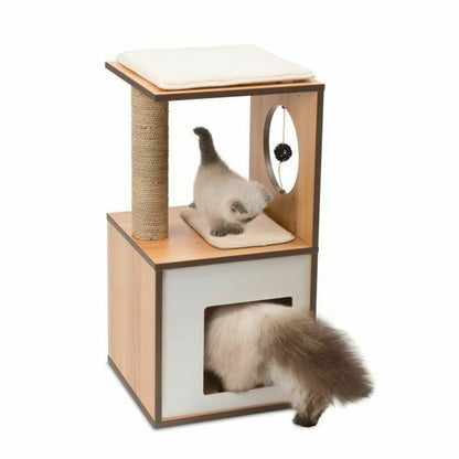 Cat scratching post Vesper V-Box Brown MDF Wood 37 x 37 x 72,5 cm - Hilman kauppa