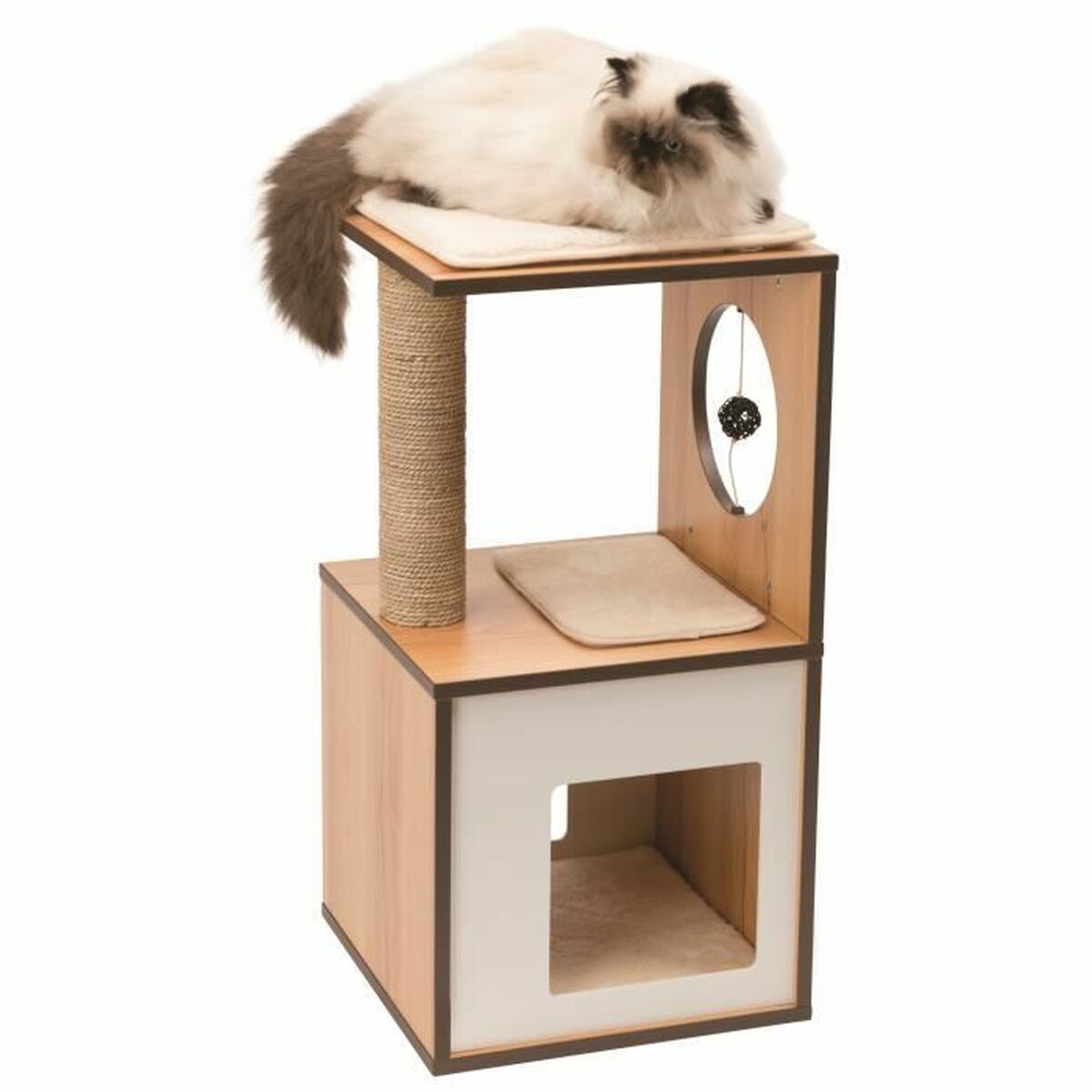 Cat scratching post Vesper V-Box Brown MDF Wood 37 x 37 x 72,5 cm - Hilman kauppa