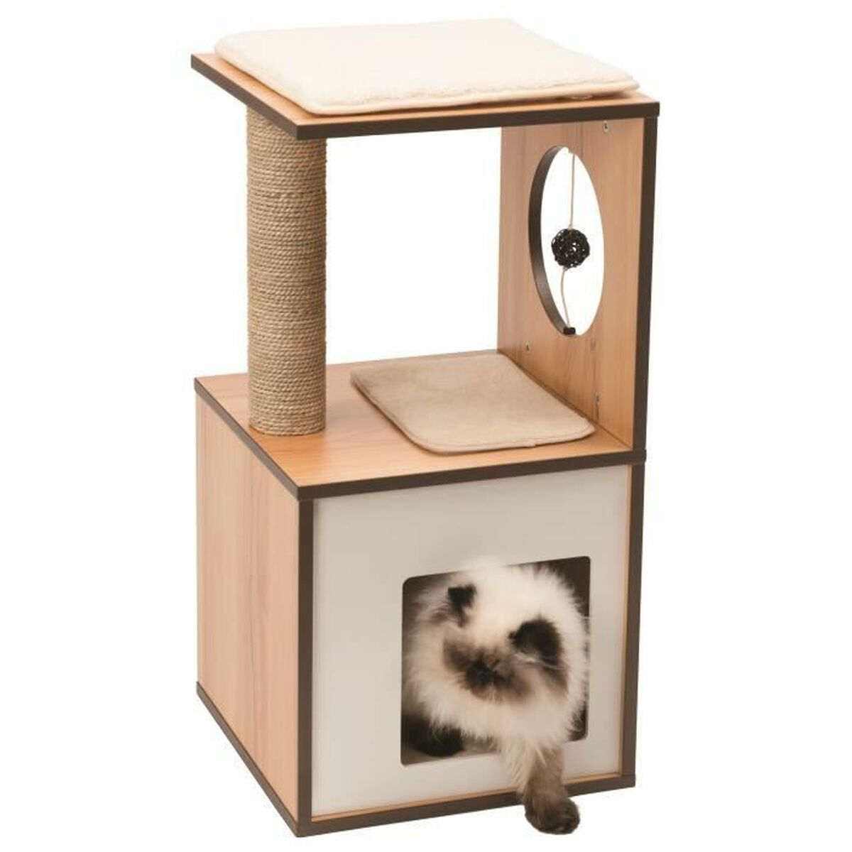 Cat scratching post Vesper V-Box Brown MDF Wood 37 x 37 x 72,5 cm - Hilman kauppa