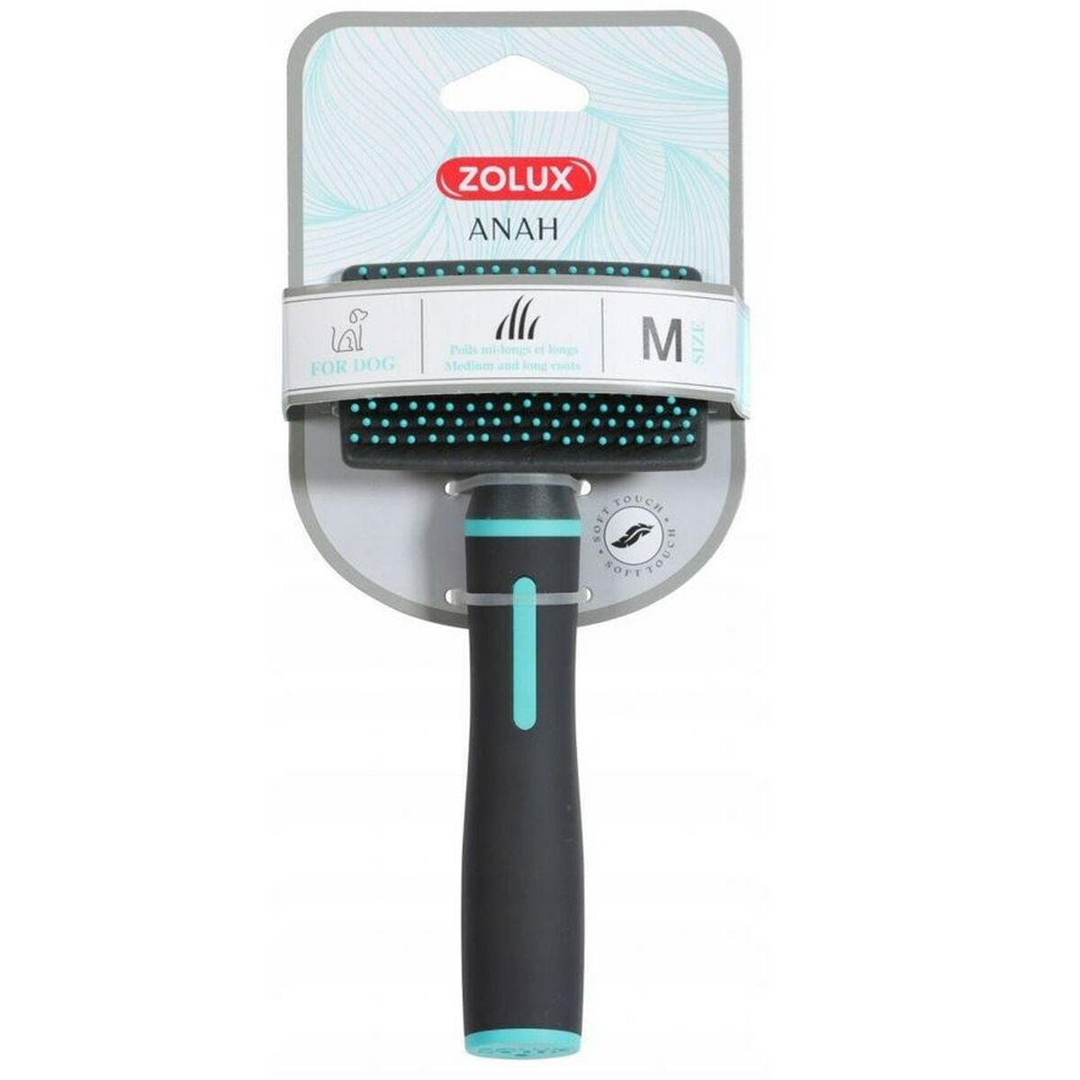 Dog Brush Zolux Anah Medium Soft Multicolour Turquoise - Hilman kauppa