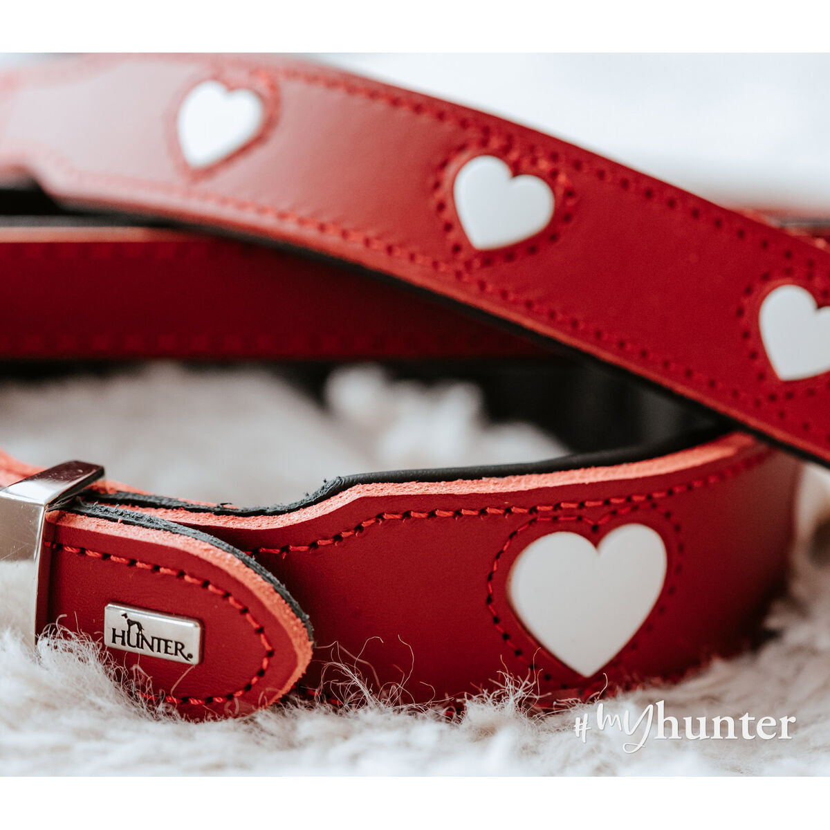 Dog collar Hunter Love XS/S 30-34 cm Rojo/Blanco - Hilman kauppa