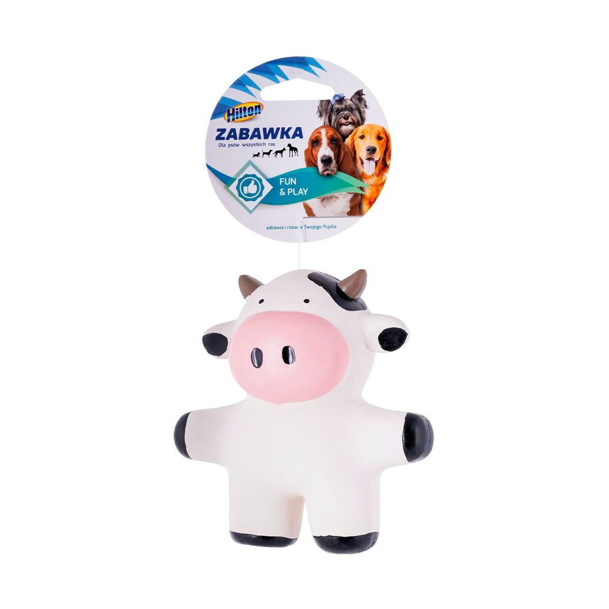 Dog toy Hilton Cow White Black Latex - Hilman kauppa