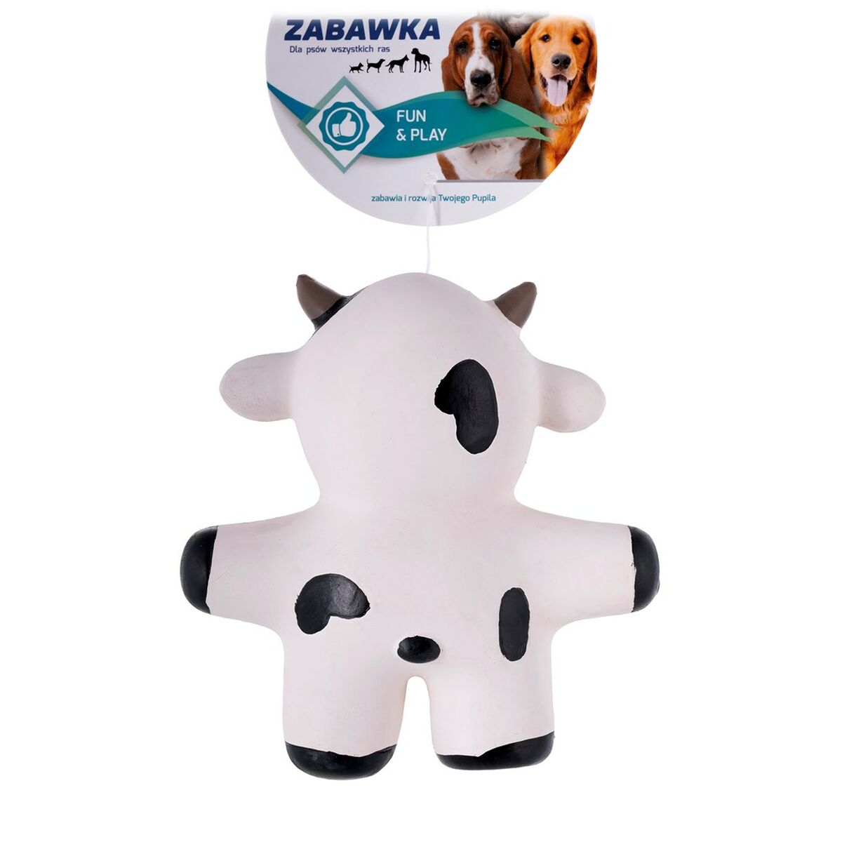 Dog toy Hilton Cow White Black Latex - Hilman kauppa