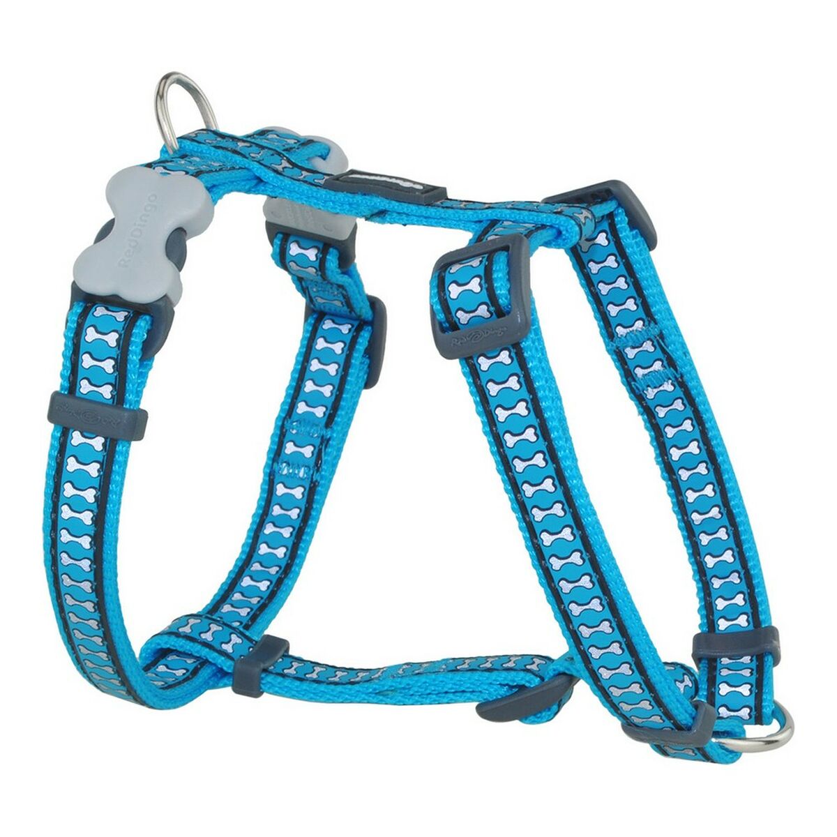 Dog Harness Red Dingo Bone Reflective 30-48 cm Turquoise - Hilman kauppa