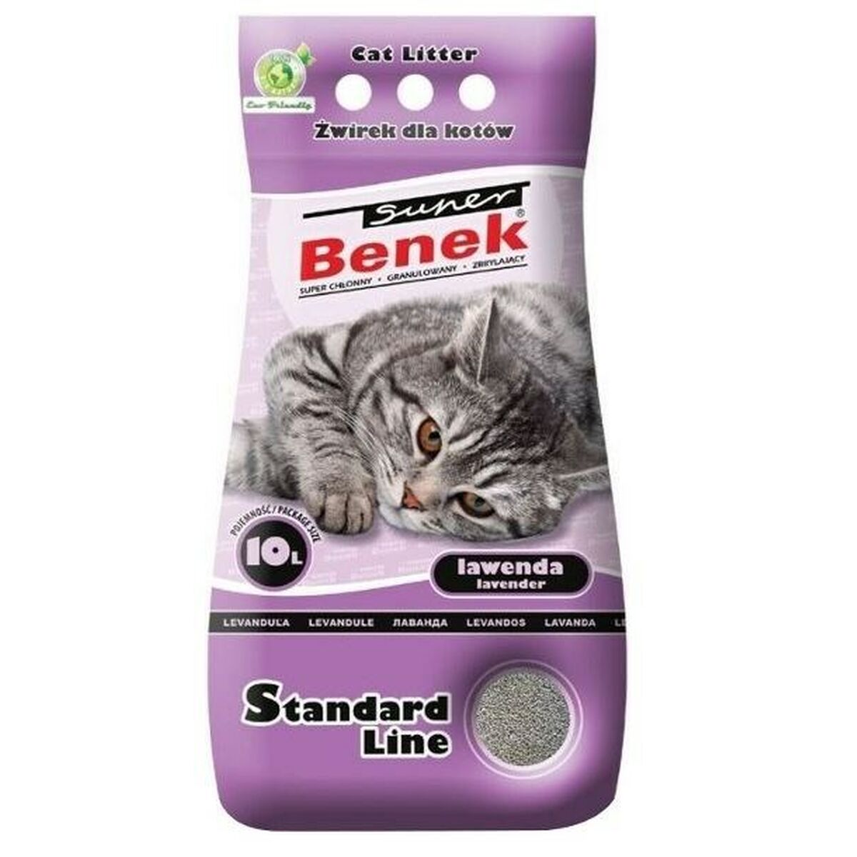 Cat Litter Super Benek Standard Grey Lavendar 10 L - Hilman kauppa