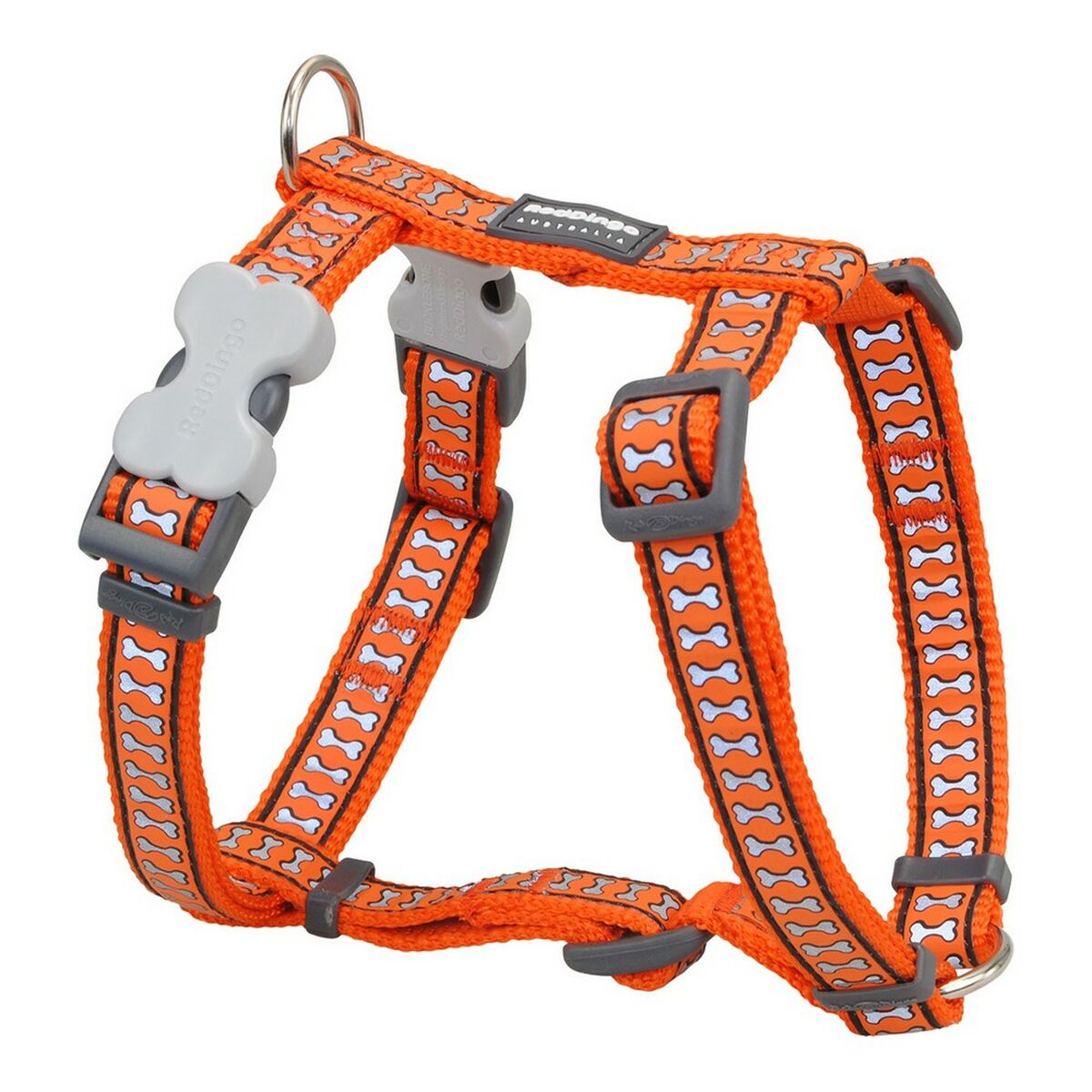 Dog Harness Red Dingo Bone Reflective 46-76 cm Orange - Hilman kauppa
