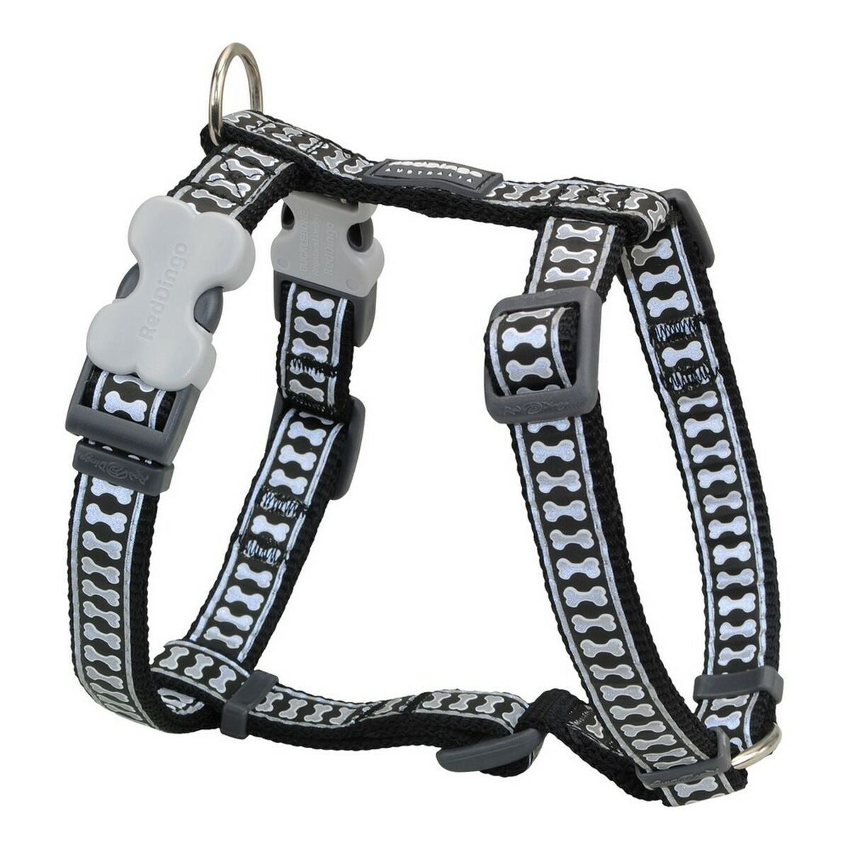 Dog Harness Red Dingo Bone Reflective 46-76 cm Black - Hilman kauppa