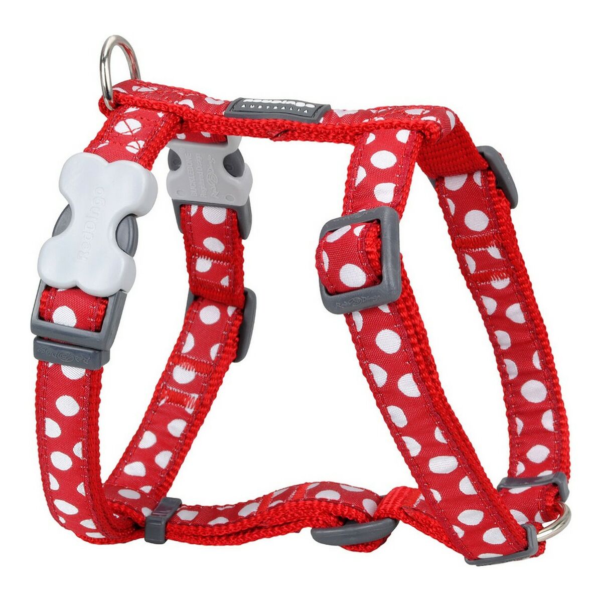 Dog Harness Red Dingo Style Red White Spots 25-39 cm - Hilman kauppa