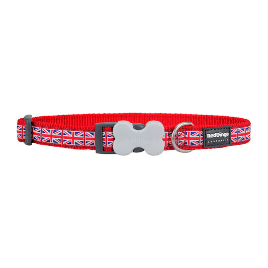 Dog collar Red Dingo Union Jack 20-32 cm Red - Hilman kauppa