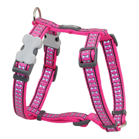 Dog Harness Red Dingo Bone Reflective 25-39 cm Fuchsia - Hilman kauppa