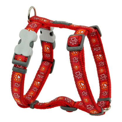 Dog Harness Red Dingo Style Red Animal footprint 46-76 cm - Hilman kauppa