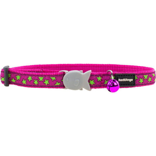 Dog collar Red Dingo STYLE STARS LIME ON HOT PINK 41-63 cm - Hilman kauppa