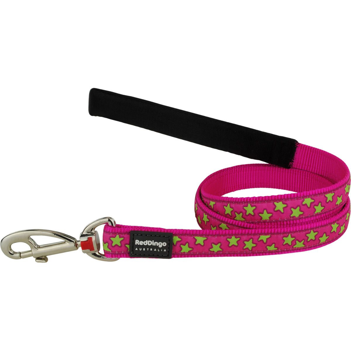 Dog Lead Red Dingo STYLE STARS LIME ON HOT PINK 15mm x 120 cm - Hilman kauppa