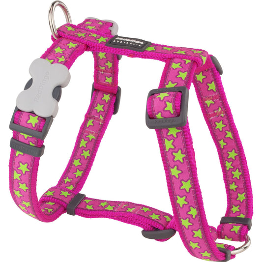 Dog Harness Red Dingo STYLE STARS LIME ON HOT PINK 36-54 cm 30-48 cm - Hilman kauppa