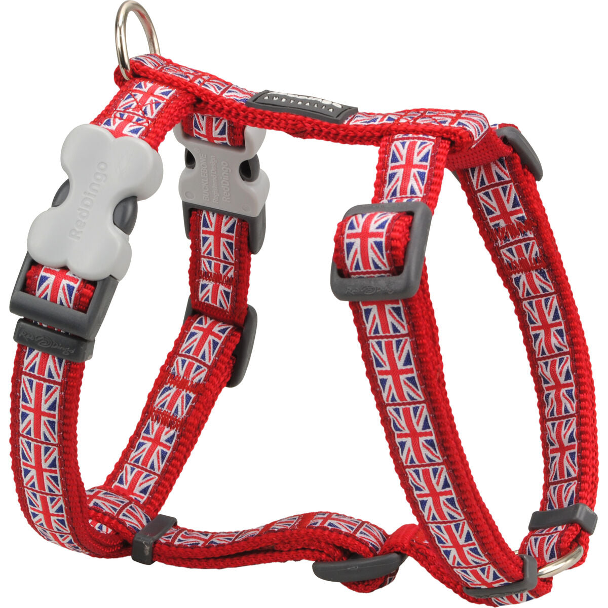 Dog Harness Red Dingo STYLE UNION JACK FLAG 36-54 cm Red 30-48 cm - Hilman kauppa