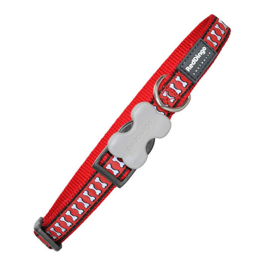 Dog collar Red Dingo Reflective Bones Red (1,5 x 24-36 cm) - Hilman kauppa
