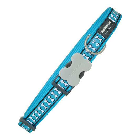 Dog collar Red Dingo Reflective Bones Turquoise (2,5 x 41-63 cm) - Hilman kauppa