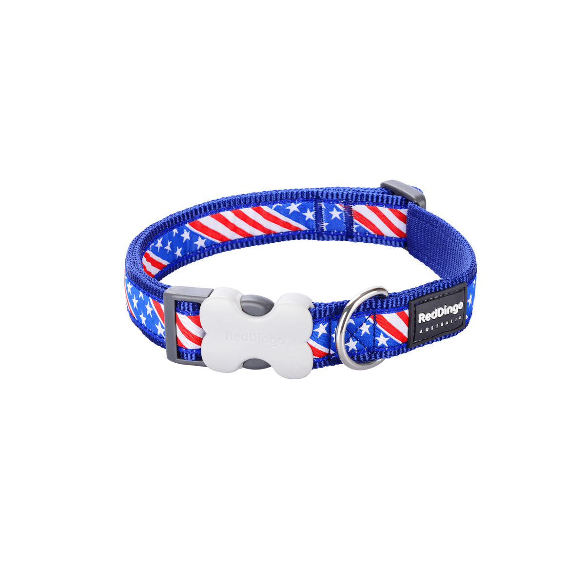 Dog collar Red Dingo STYLE US FLAG 15 mm x 24-36 cm - Hilman kauppa