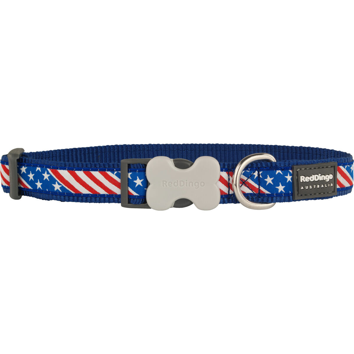 Dog collar Red Dingo STYLE US FLAG 15 mm x 24-36 cm - Hilman kauppa