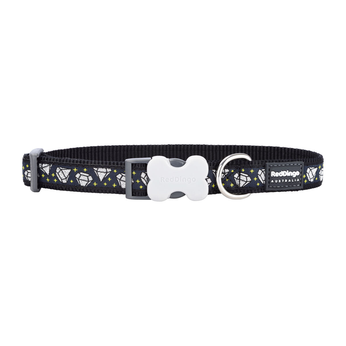 Dog collar Red Dingo STYLE DIAMOND Black 31-47 cm - Hilman kauppa