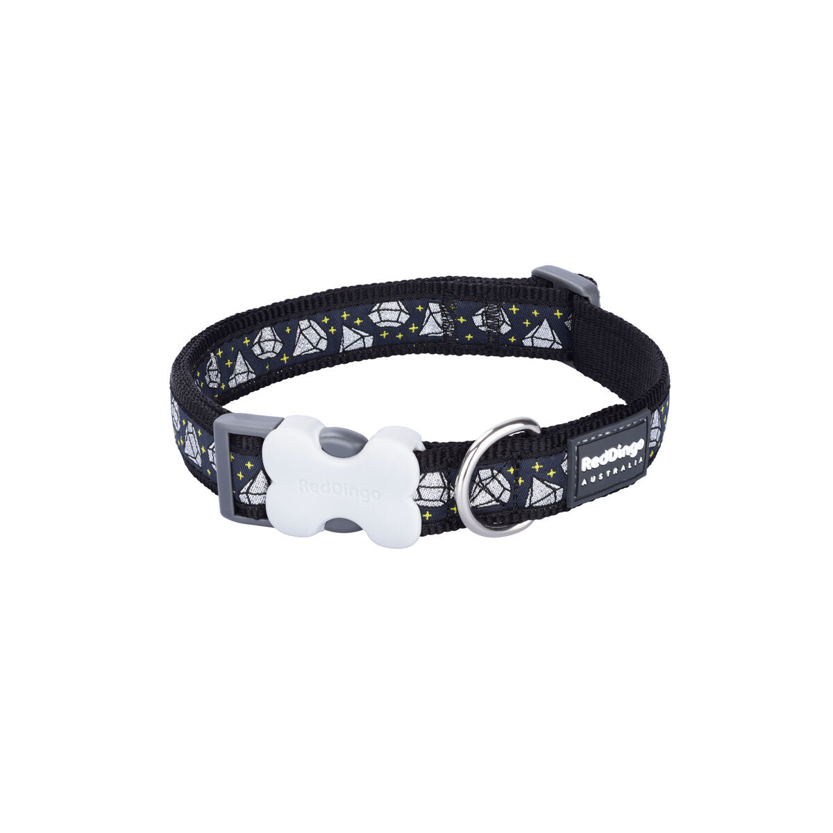 Dog collar Red Dingo STYLE DIAMOND Black 31-47 cm - Hilman kauppa