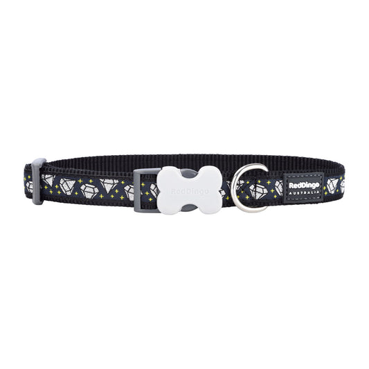 Dog collar Red Dingo STYLE DIAMOND Black 41-63 cm - Hilman kauppa