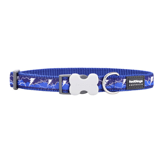 Dog collar Red Dingo STYLE LIGHTNING Navy Blue 41-63 cm - Hilman kauppa