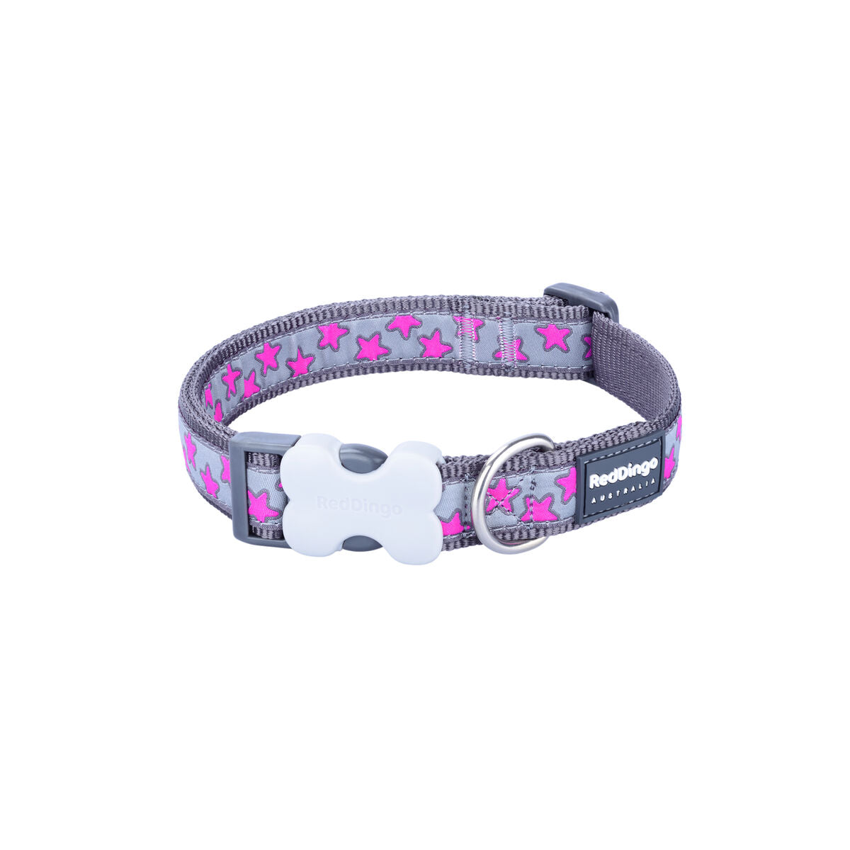 Dog collar Red Dingo STYLE HOT PINK ON COOL GREY 31-47 cm - Hilman kauppa