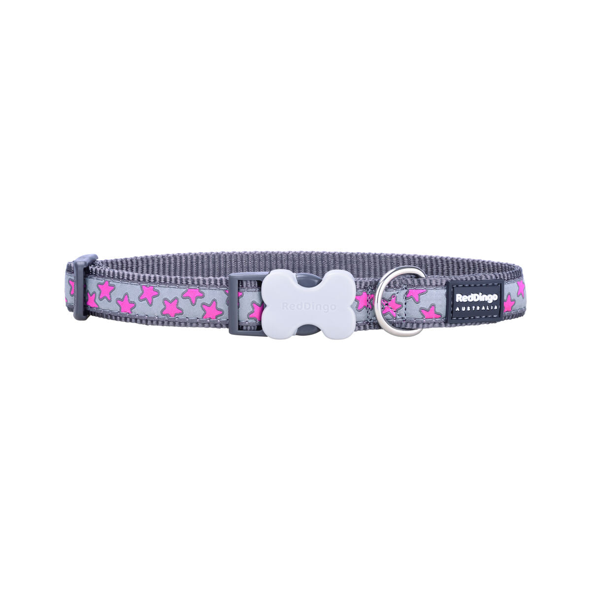 Dog collar Red Dingo STYLE HOT PINK ON COOL GREY 31-47 cm - Hilman kauppa