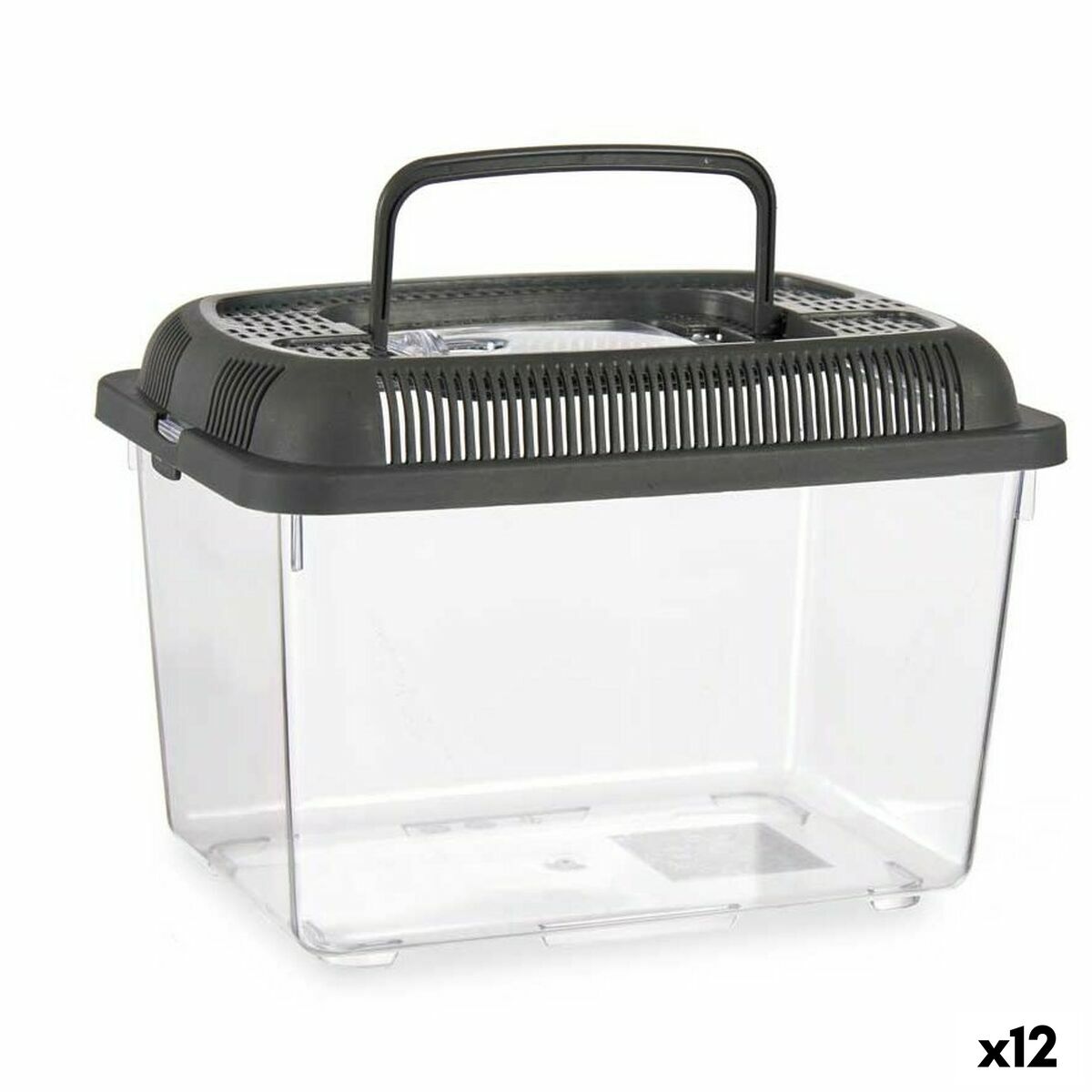 Fish tank With handle Medium Anthracite Plastic 3 L 17 x 16 x 24 cm (12 Units) - Hilman kauppa