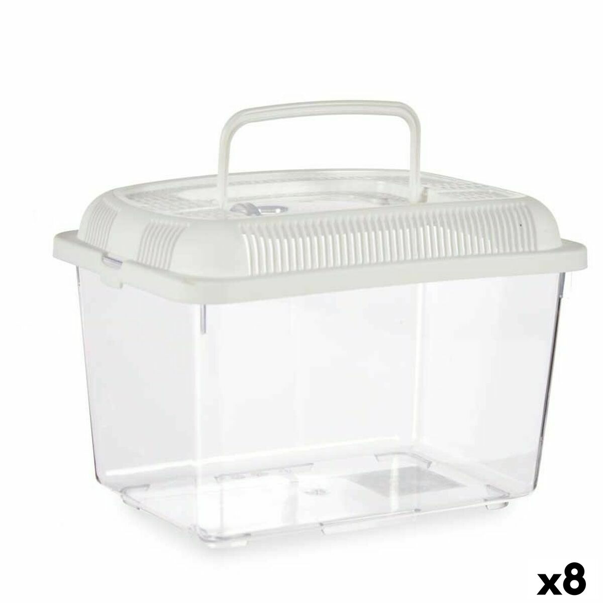 Fish tank With handle Large White Plastic 7 L 20 x 20 x 30 cm (8 Units) - Hilman kauppa